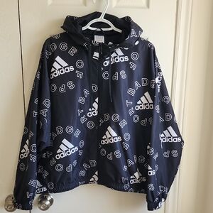 Adidas Monogram Black and White Windbreaker XL NWT!